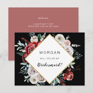 Coral Almond Floral Will You Be My Bridesmaid Postcard