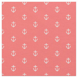 Coral Anchor Print Fabric