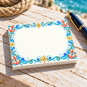 Coral Anchors Turquoise Rope Nautical Border Post-it Notes