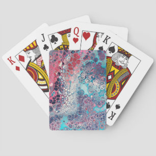 Coral and Aqua Acrylic Pour Colourful Abstract Playing Cards
