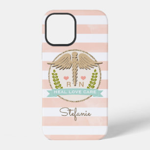Coral and Aqua Caduceus Nurse iPhone 12 Case