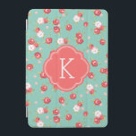 Coral and Aqua Chic Vintage Floral Print Monogram iPad Mini Cover<br><div class="desc">Cute and girly design with a modern vintage floral print pattern,  personalised with your custom monogram name and initial in a chic quatrefoil frame. Click Customise It to change the monogram text fonts and colours to create your own one of a kind design. Adorable and unique gifts!</div>