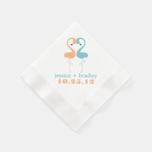 Coral and Aqua Flamingos Beach Wedding Napkin