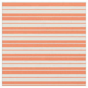 Coral and Beige Coloured Striped/Lined Pattern Fabric