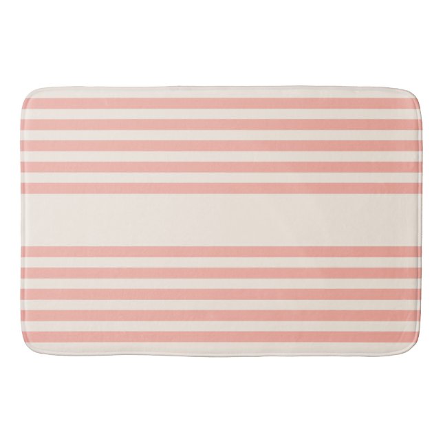 Coral and beige five stripe pattern bath mat (Front)