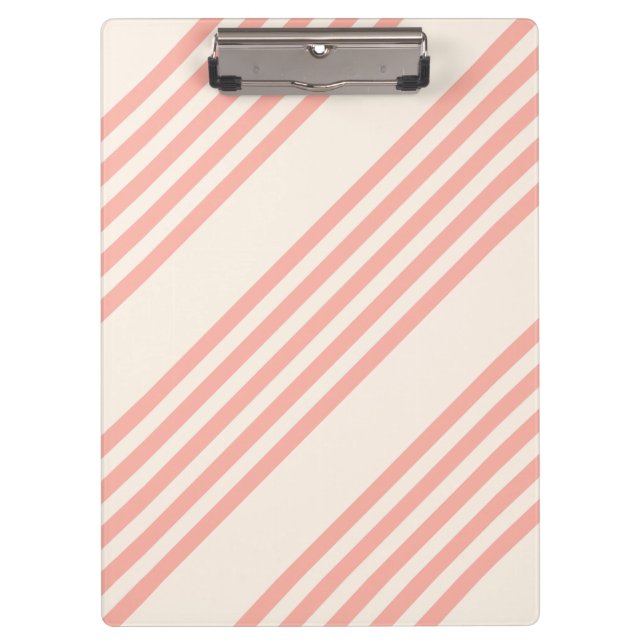 Coral and beige five stripe pattern clipboard (Front)