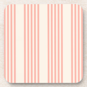 Coral and beige five stripe pattern coaster