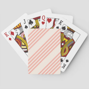 Coral and beige five stripe pattern playing cards
