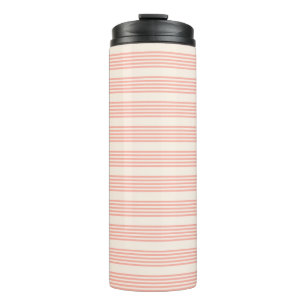 Coral and beige five stripe pattern thermal tumbler