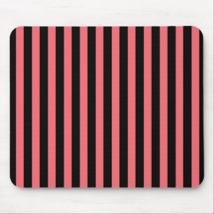 Coral and black candy stripes mouse pad