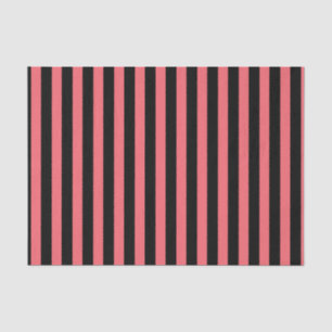 Coral and black candy stripes tissue paper