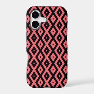 Coral and black diamond pattern