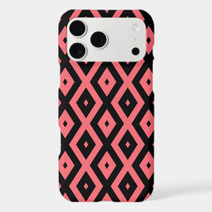 Coral and black diamond pattern