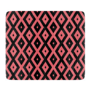 Coral and black diamond pattern cutting board