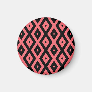 Coral and black diamond pattern magnet