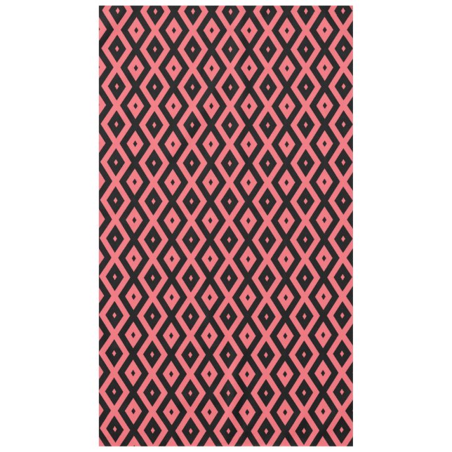 Coral and black diamond pattern tablecloth (Front)