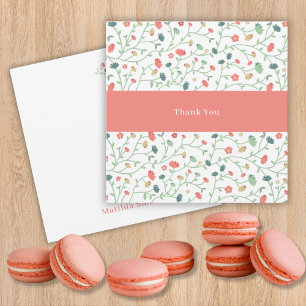 Coral and blue wildflowers thank you card