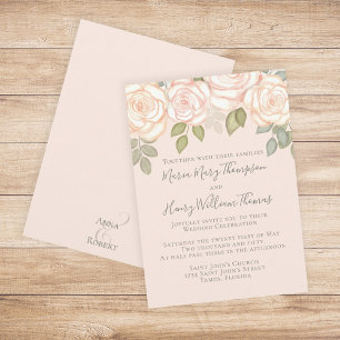 Coral and Blush Elegant Watercolor Floral Invitation