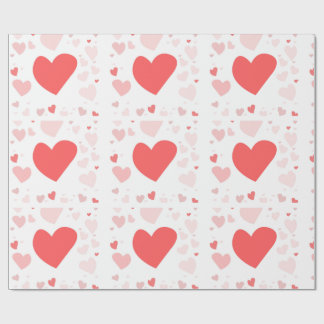 Coral and Blush scattered hearts Wrapping Paper