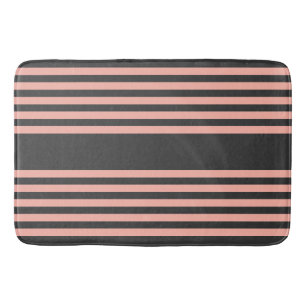 Coral and charcoal five stripe pattern bath mat