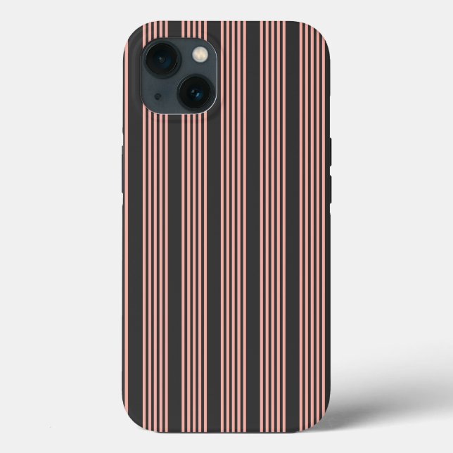 Coral and charcoal five stripe pattern Case-Mate iPhone case (Back)