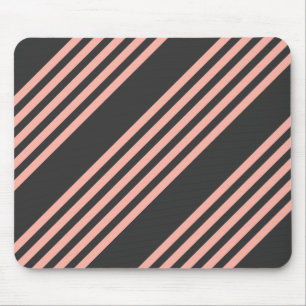 Coral and charcoal five stripe pattern mouse pad
