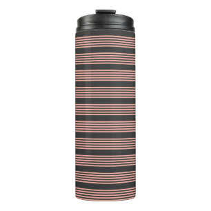 Coral and charcoal five stripe pattern thermal tumbler