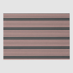 Coral and charcoal five stripe pattern tissue paper