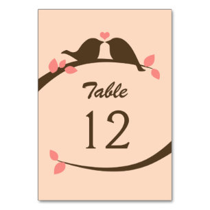 Coral and Chocolate Love Bird Table Number