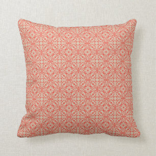 Coral and Cream Decorative Throw Pillow