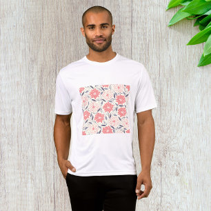Coral and Cream Floral Pattern Vintage Dahlia T-Shirt