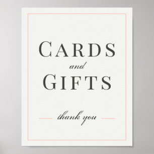 Coral and Cream Wedding Cards and Gifts Sign
