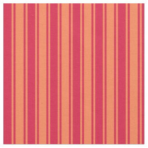 Coral and Crimson Coloured Lined/Striped Pattern Fabric