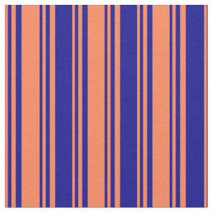 Coral and Dark Blue Coloured Stripes Pattern Fabric