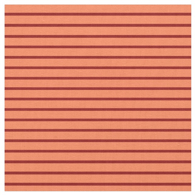 Coral and Dark Red Stripes Fabric (Close Up)