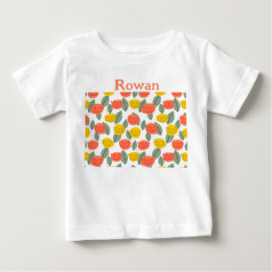 Coral and Gold Flowers  Baby T-Shirt