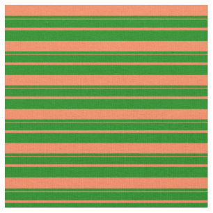 Coral and Green Coloured Lines Fabric