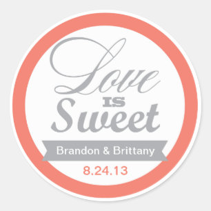 Coral and Grey Favour Stickers