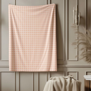 Coral and Grey Plaid Blanket Cosy Check Pattern