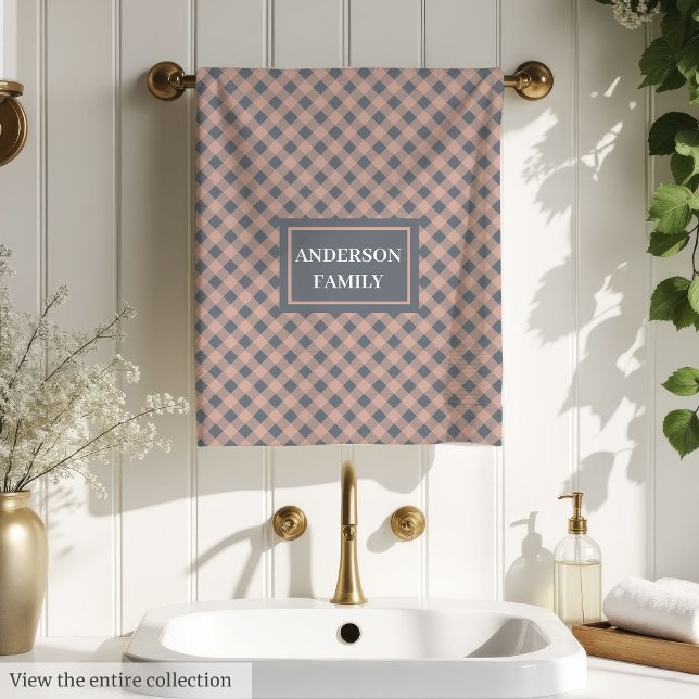 Coral and Grey Towels Custom Name Pastel Gift (Coral and Grey Towels Custom Name Pastel Gift)