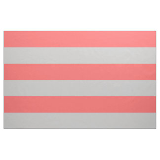 Coral and Grey Wide Stripes Large Scale Fabric