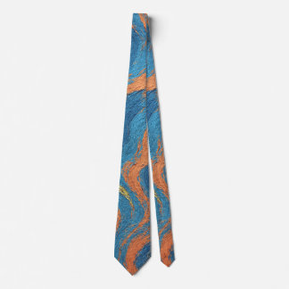 coral and indigo waves tie