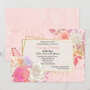 Coral and Ivory Floral Bridal Shower Invitation