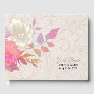 Coral and Ivory Floral Wedding Guest Book