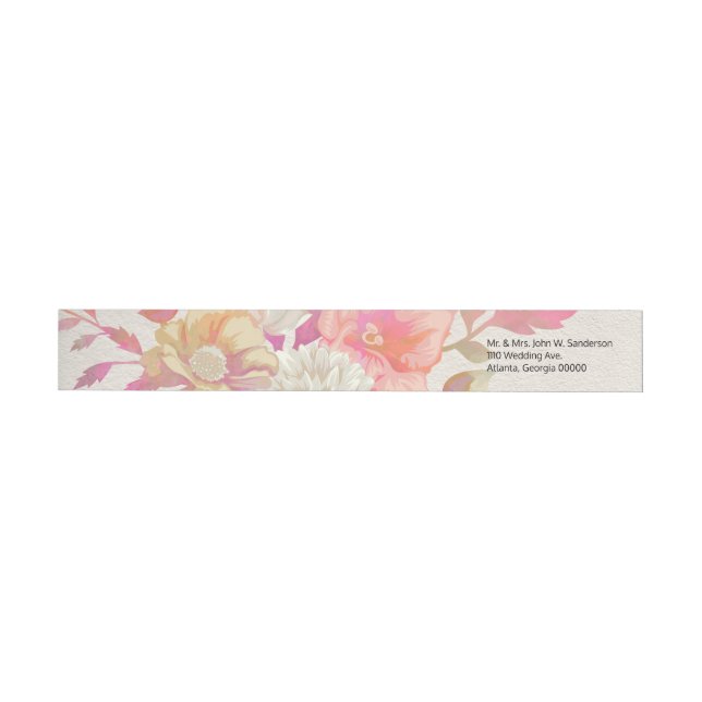 Coral and Ivory Floral Wedding Wrap Around Label (Individual)