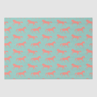 Coral and Mint Galloping Horses Pattern Tissue Paper