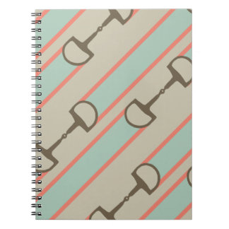 Coral and Mint Horse Bit Ribbon Pattern Notebook