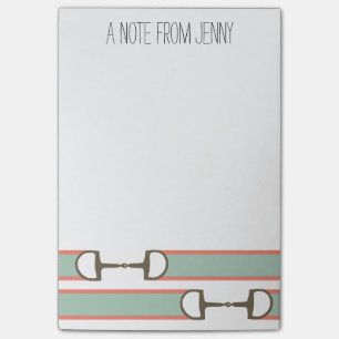 Coral and Mint Horse Bit Ribbon Pattern Post-it Notes