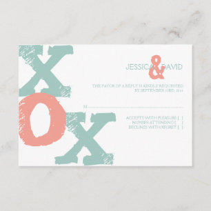 Coral and Mint XOX Wedding RSVP