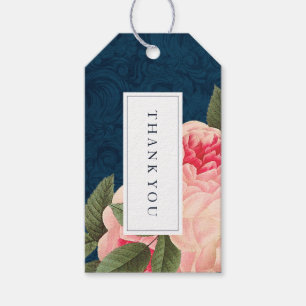 Coral and Navy Blue Wedding Favour Gift Hang Tag